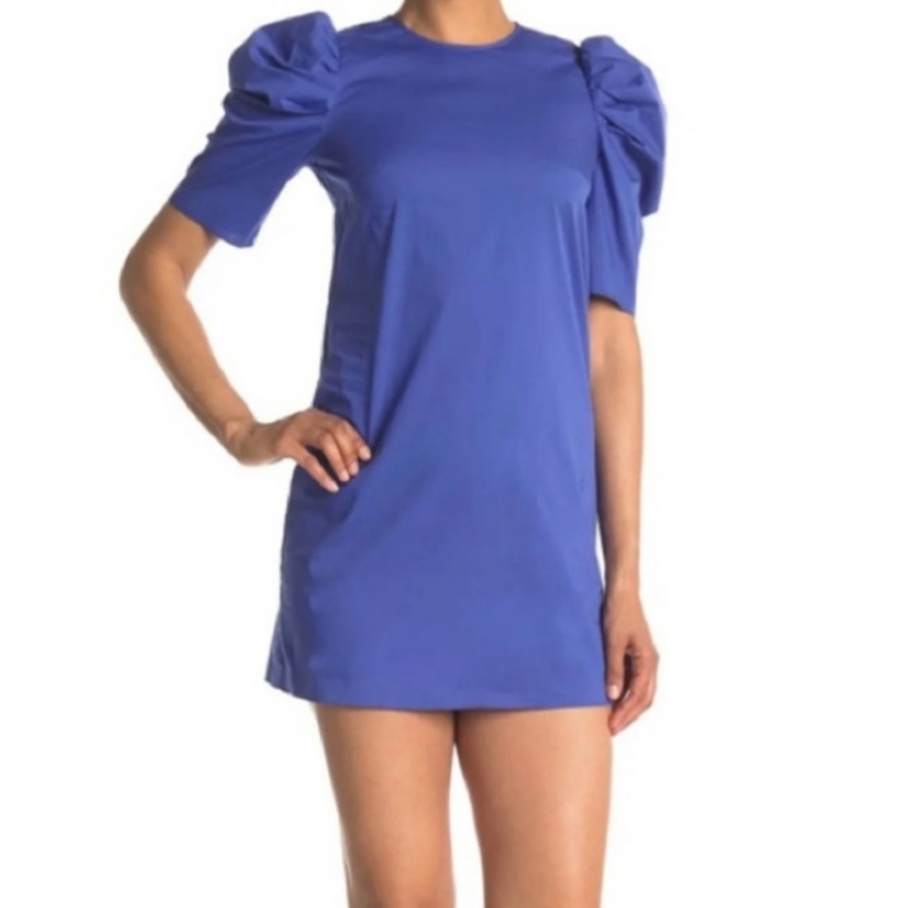 CINQ A SEPT Erin Puff Shoulder Sleeve Back Button Dress